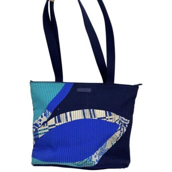 Vera Bradley Handbags - Vera Bradley Large Quilted Navy Blue White Shoulde